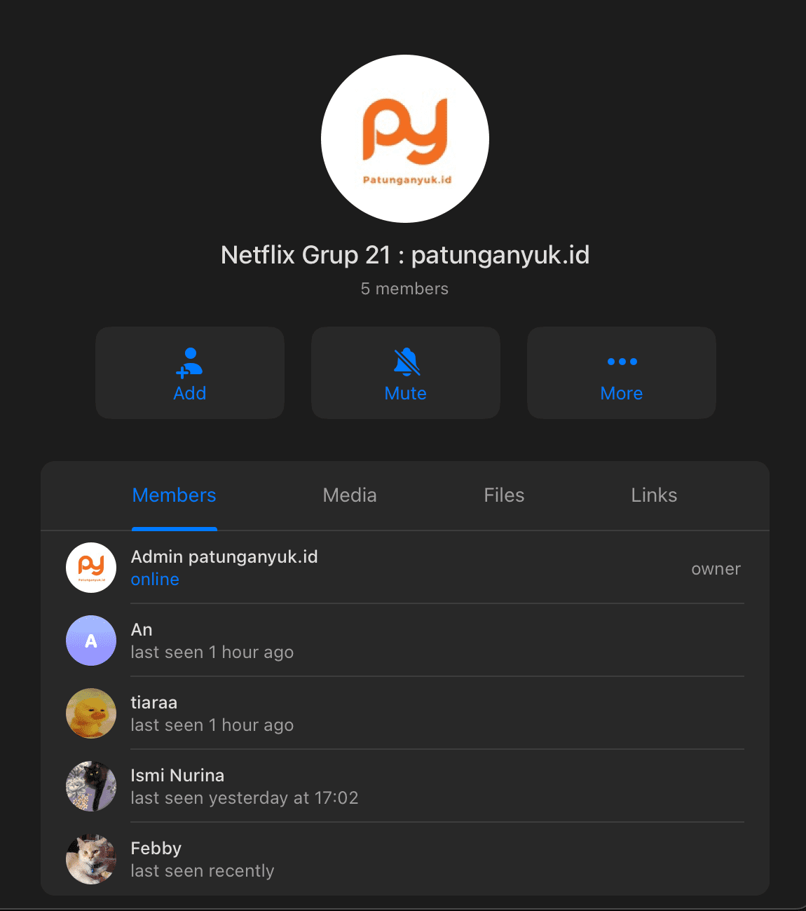 Screenshot grup Netflix 21 - Testimoni member aktif