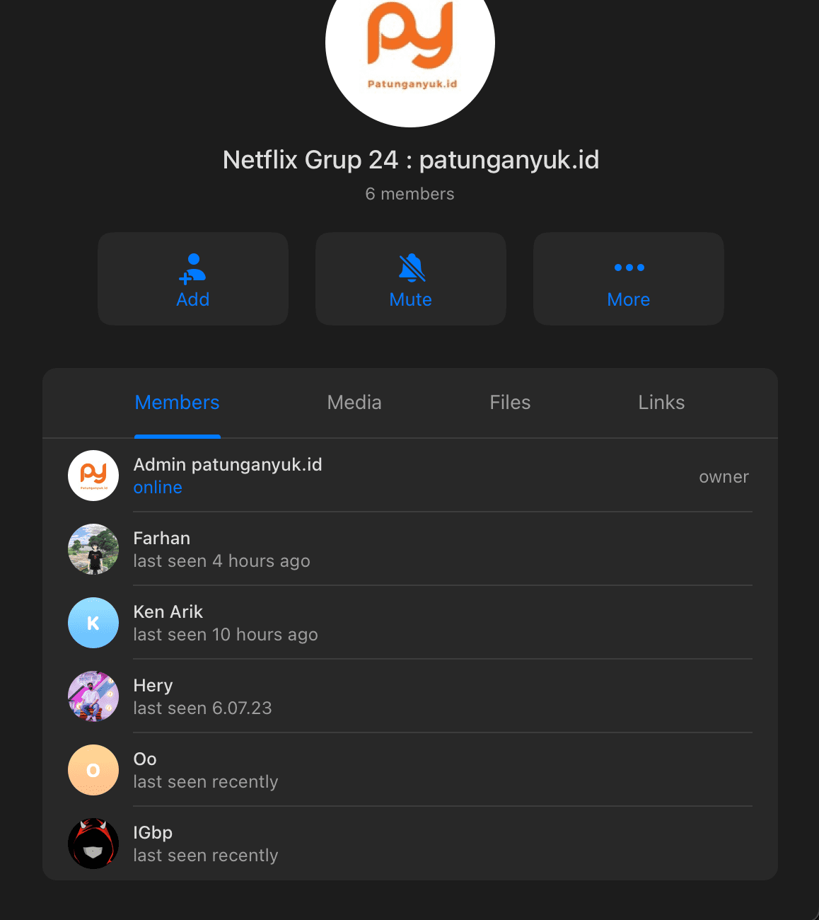 Screenshot grup Netflix 24 - Testimoni member aktif