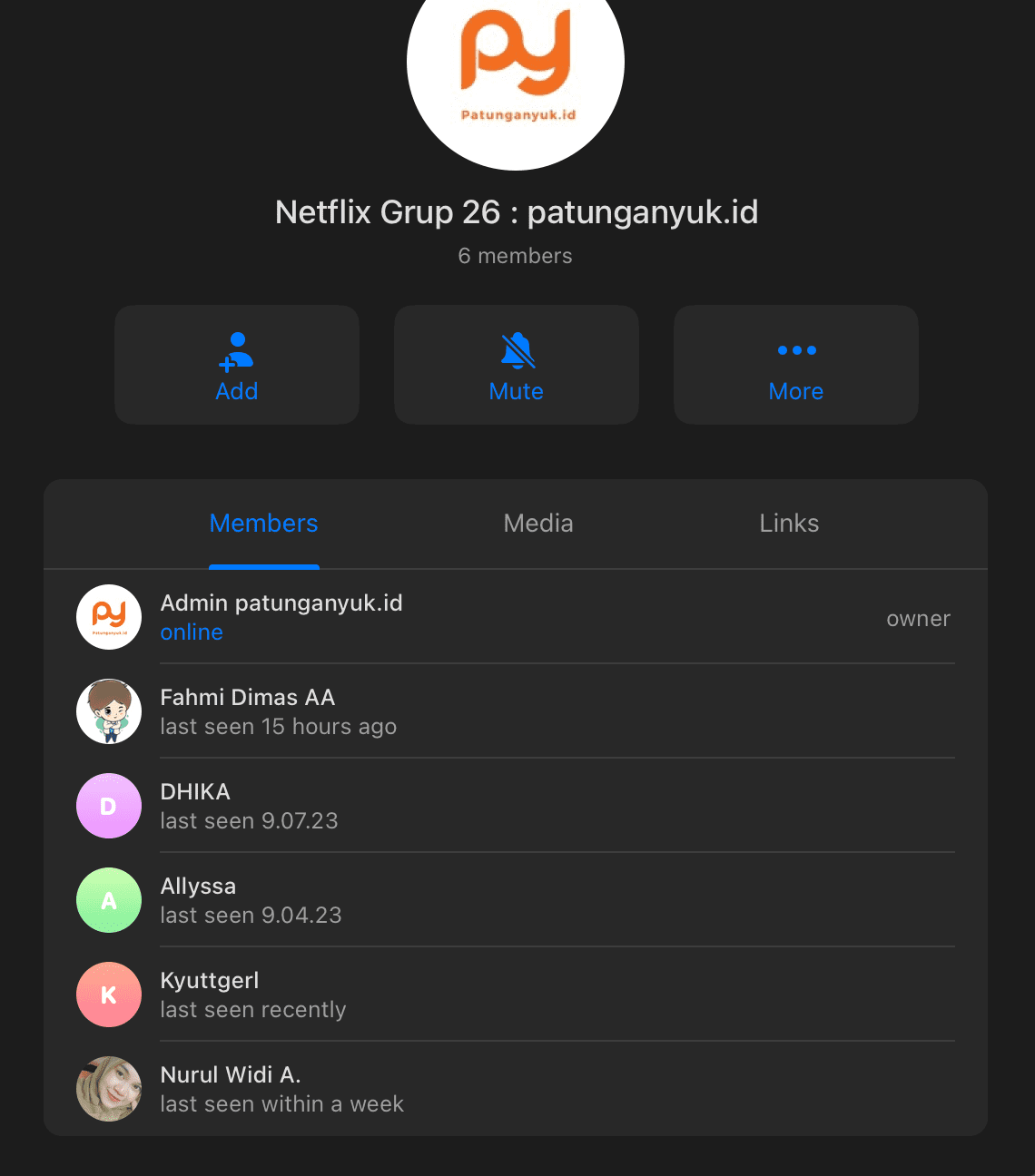 Screenshot grup patungan - Testimoni member aktif