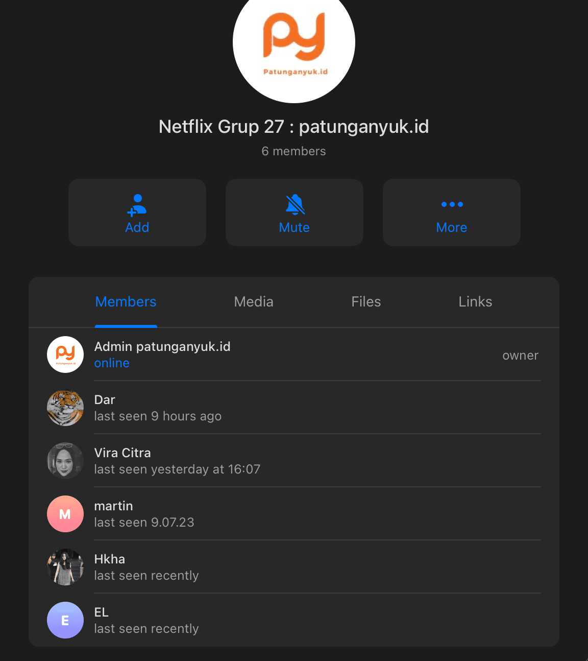 Screenshot grup patungan - Testimoni member aktif