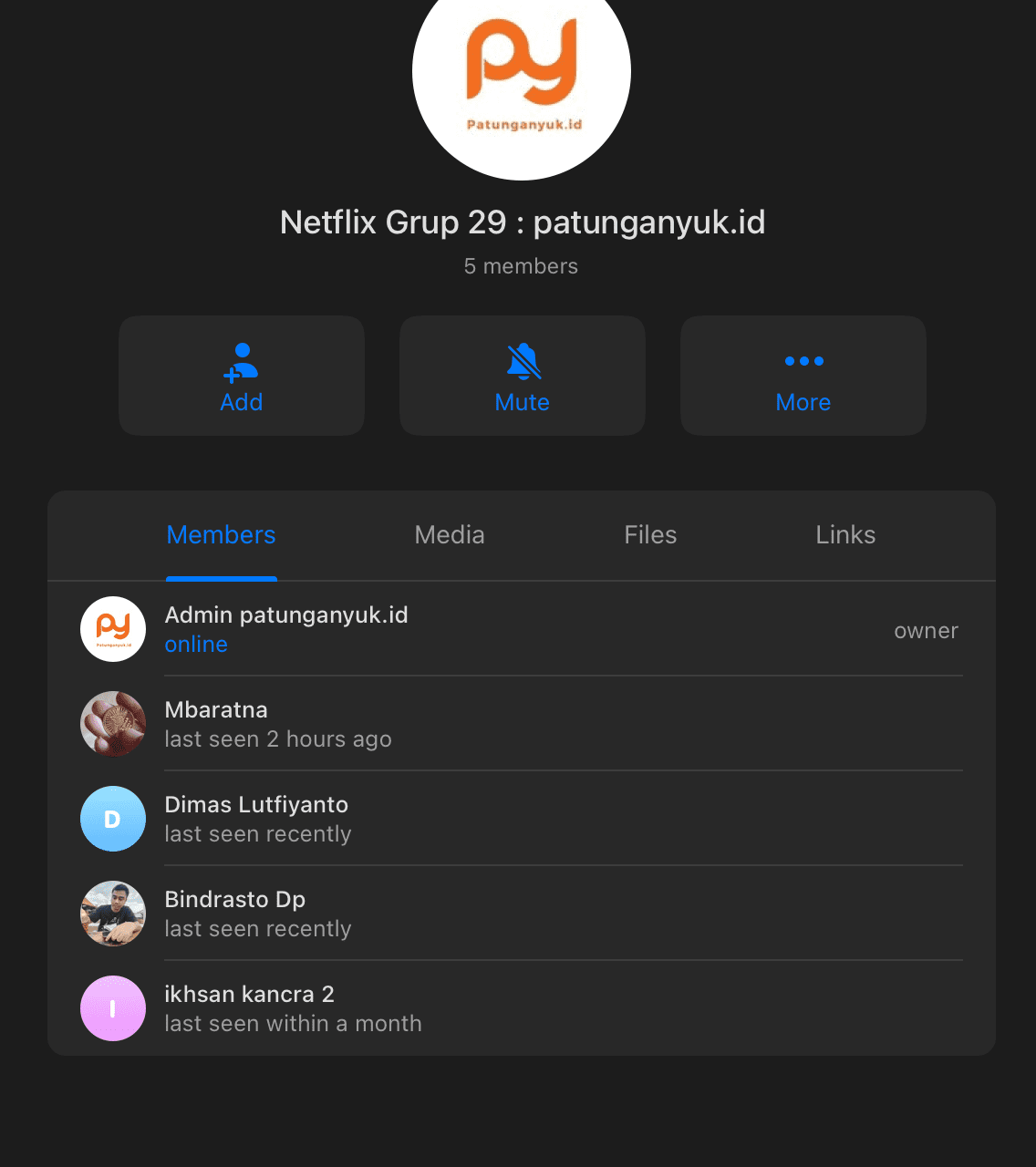 Screenshot grup patungan - Testimoni member aktif