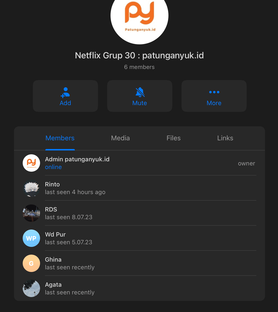 Screenshot grup patungan - Testimoni member aktif