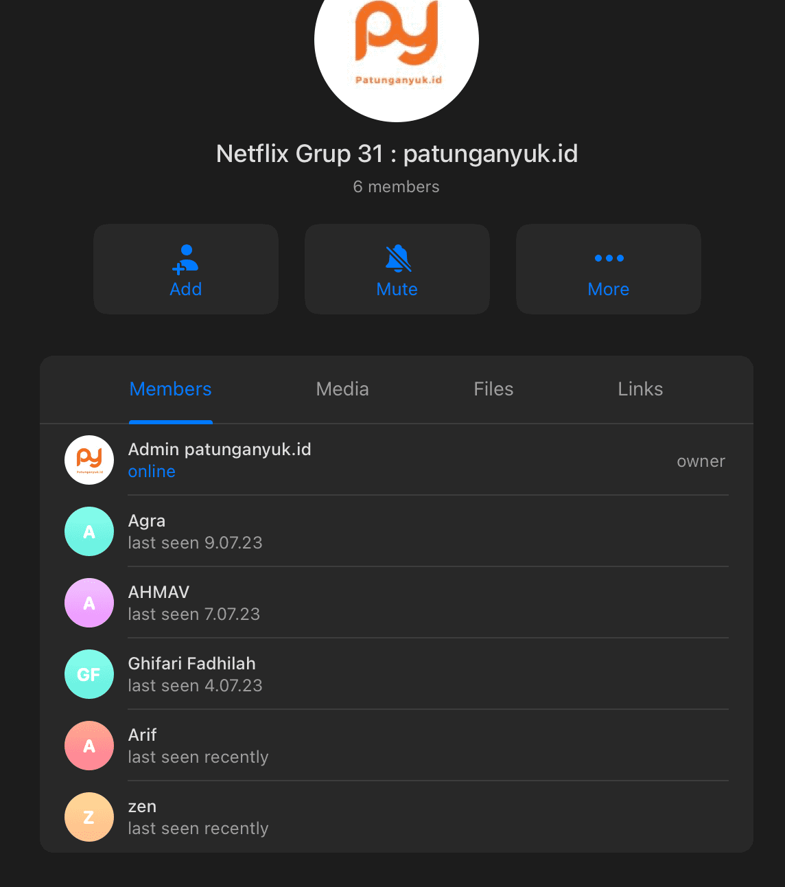 Screenshot grup patungan - Testimoni member aktif