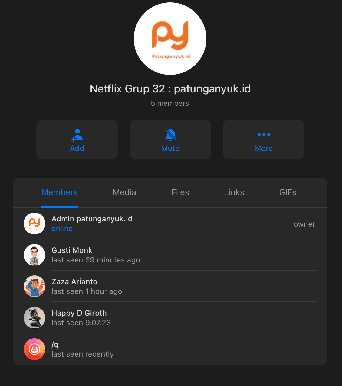 Screenshot grup patungan - Testimoni member aktif