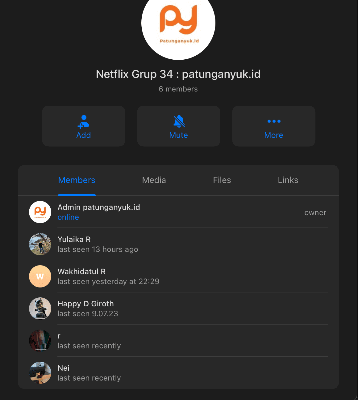 Screenshot grup patungan - Testimoni member aktif