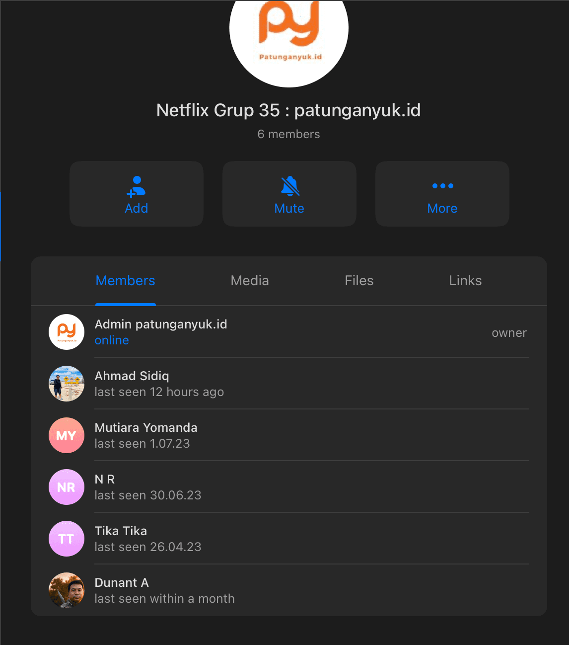 Screenshot grup patungan - Testimoni member aktif