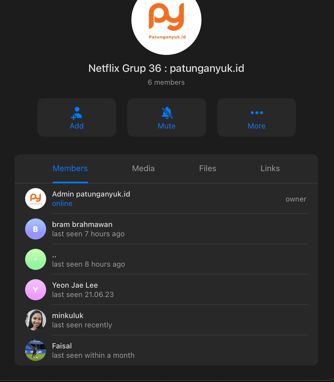 Screenshot grup patungan - Testimoni member aktif