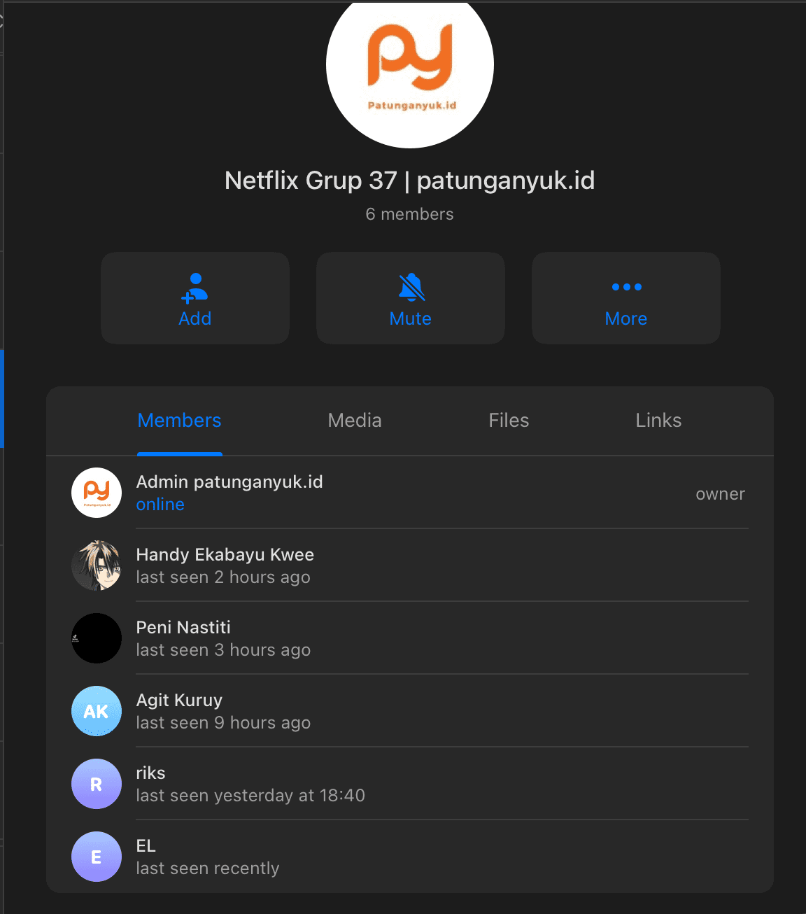 Screenshot grup patungan - Testimoni member aktif