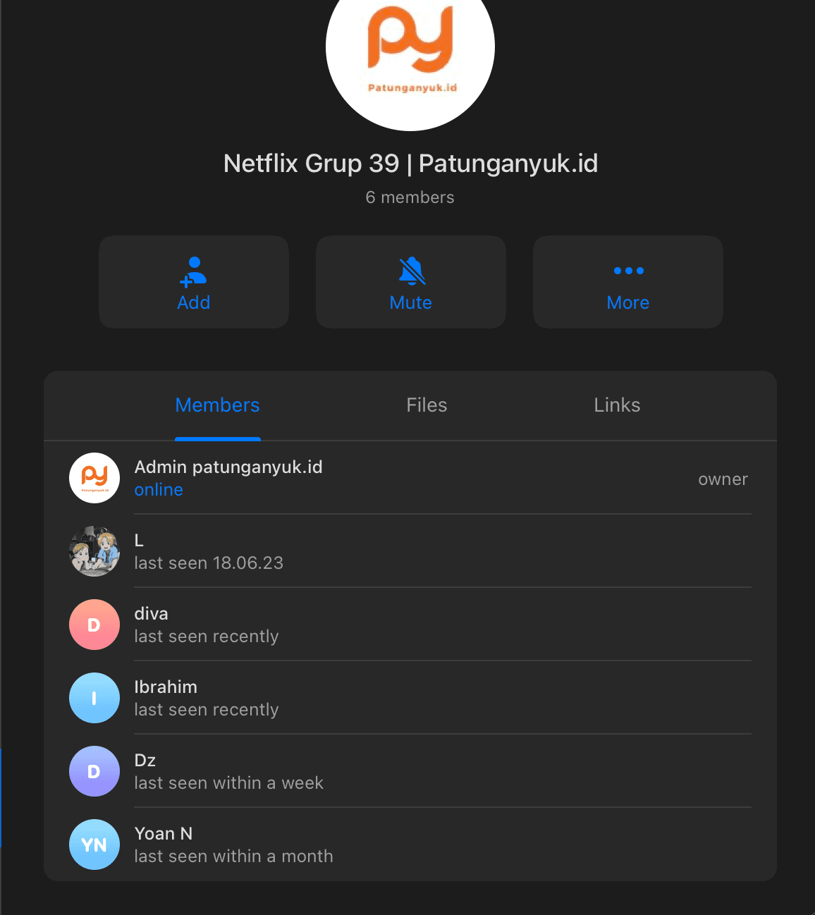 Screenshot grup patungan - Testimoni member aktif
