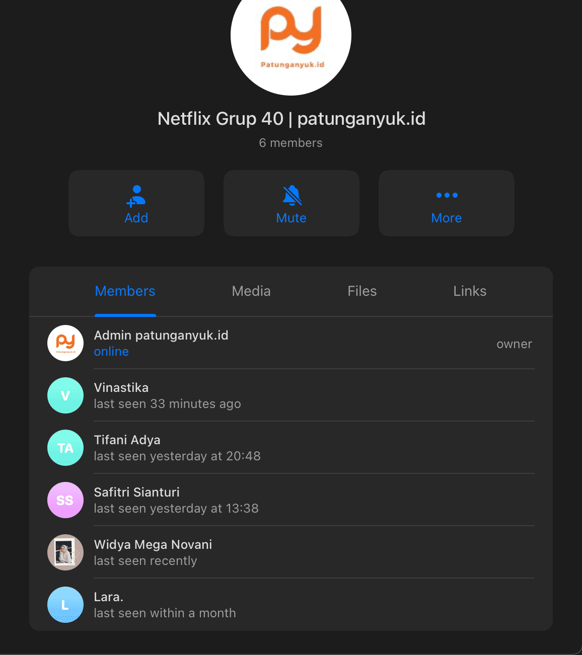 Screenshot grup patungan - Testimoni member aktif