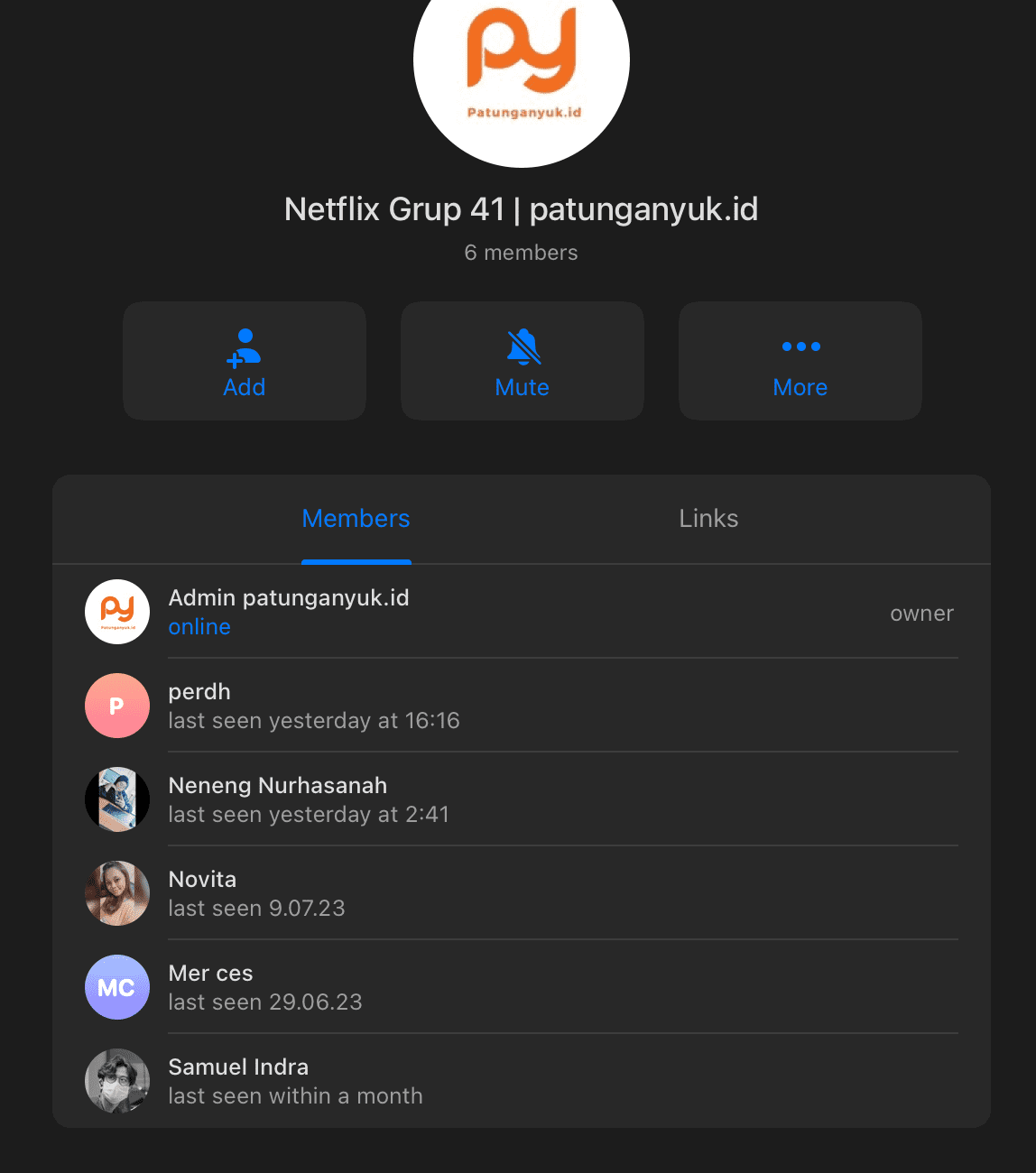 Screenshot grup patungan - Testimoni member aktif