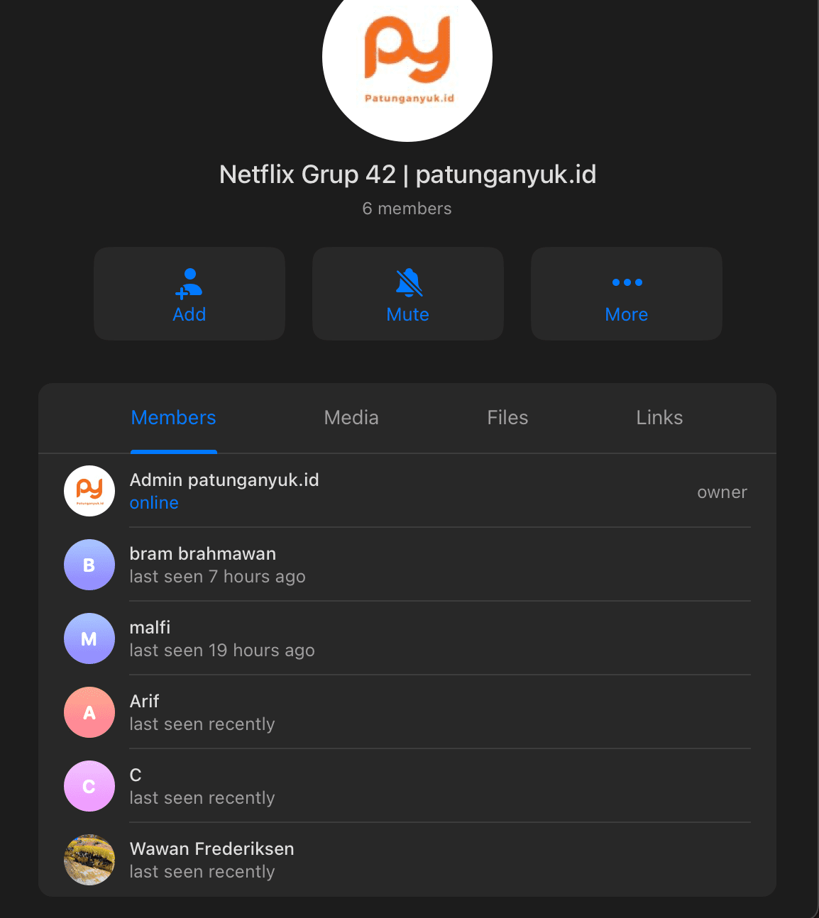 Screenshot grup patungan - Testimoni member aktif
