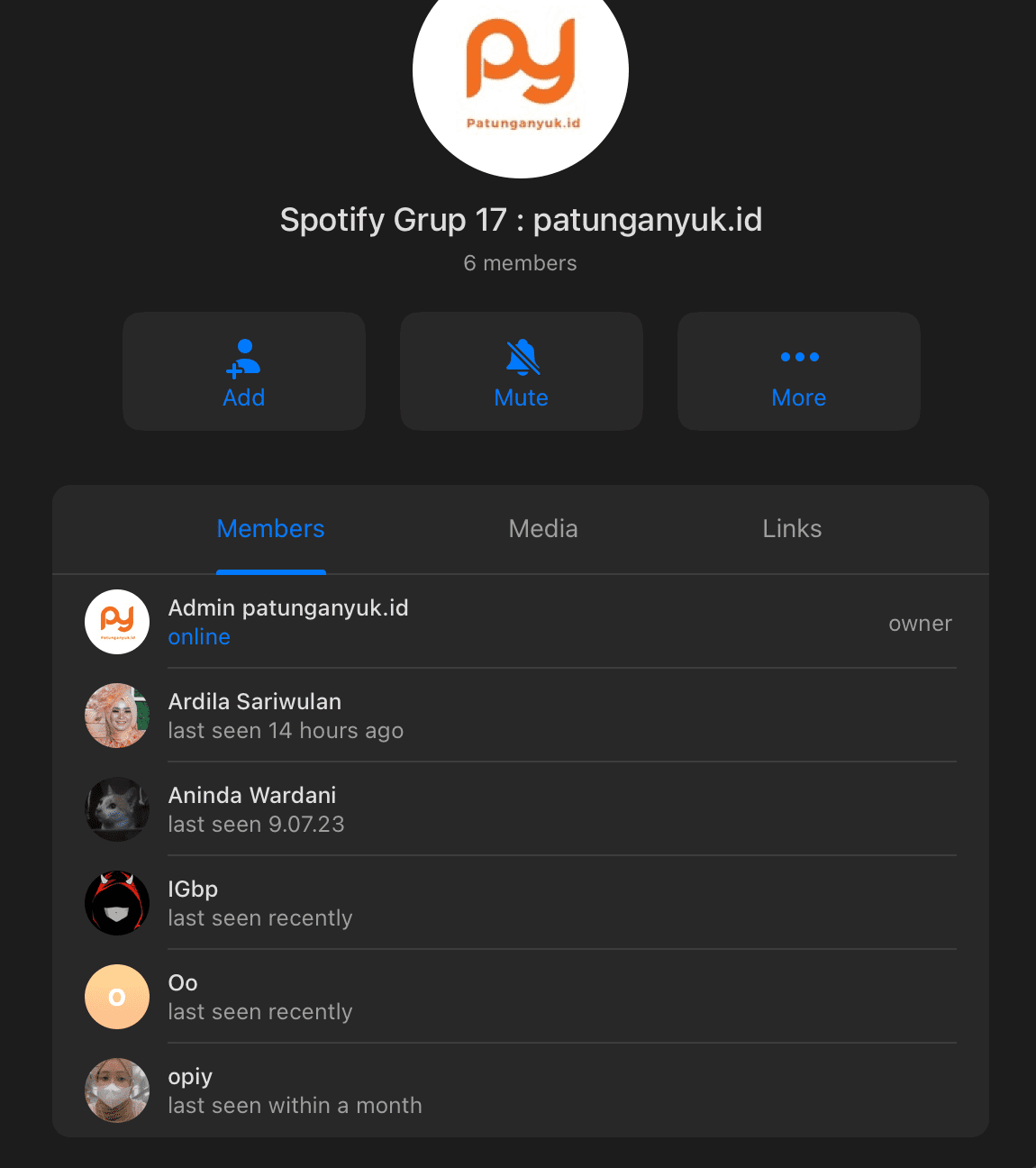 Screenshot grup patungan - Testimoni member aktif