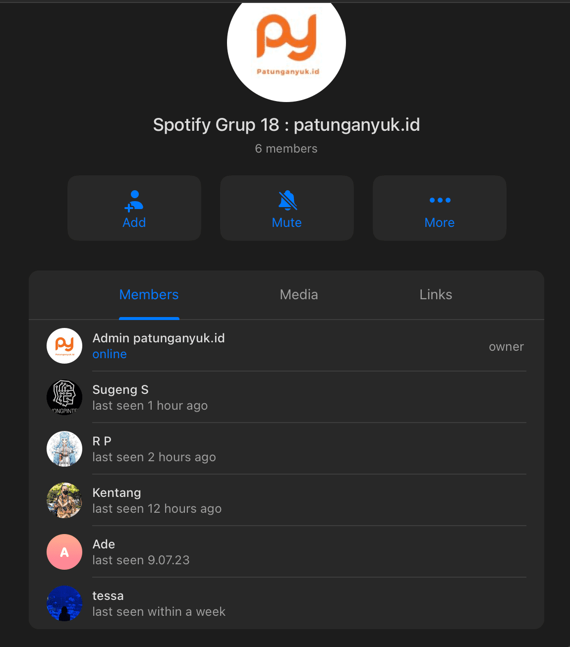 Screenshot grup patungan - Testimoni member aktif
