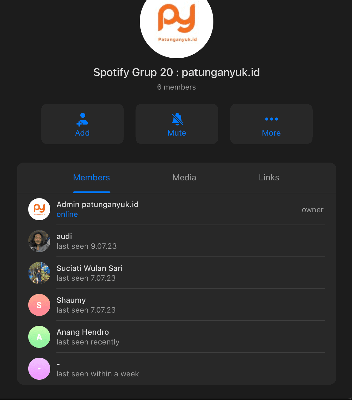 Screenshot grup patungan - Testimoni member aktif