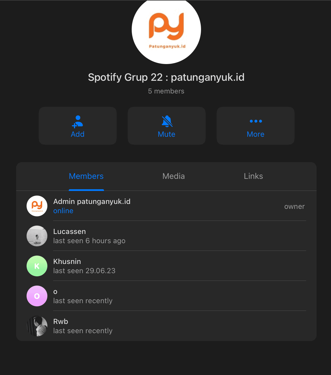 Screenshot grup patungan - Testimoni member aktif