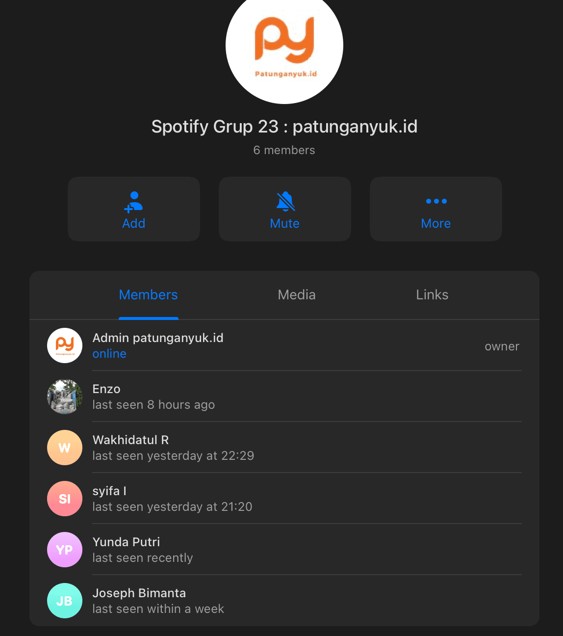 Screenshot grup patungan - Testimoni member aktif