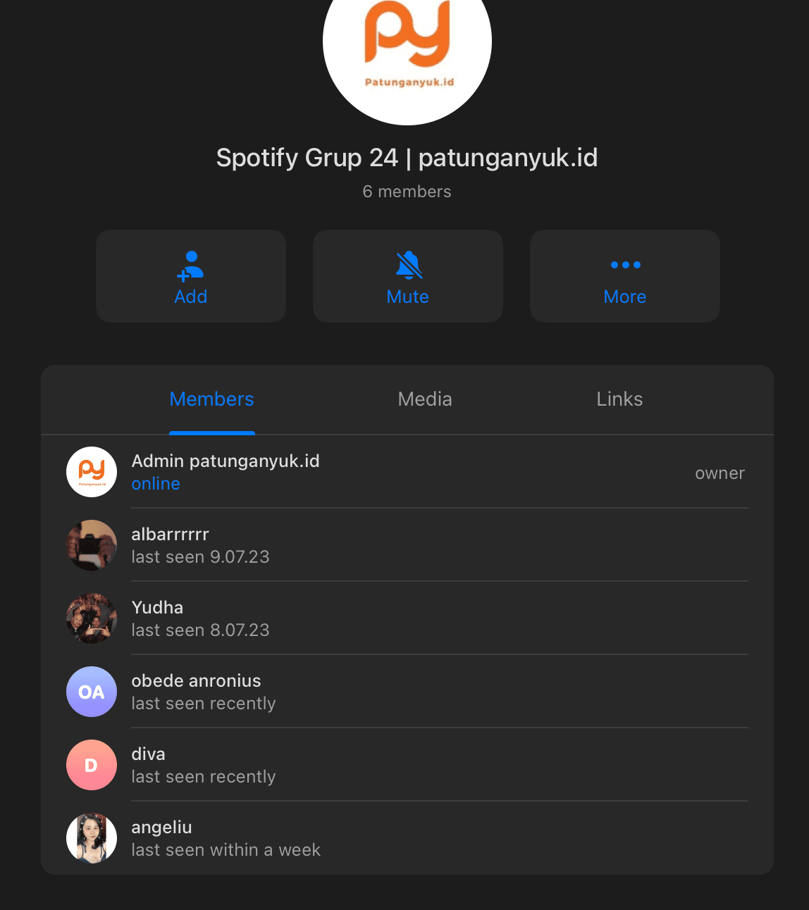 Screenshot grup patungan - Testimoni member aktif