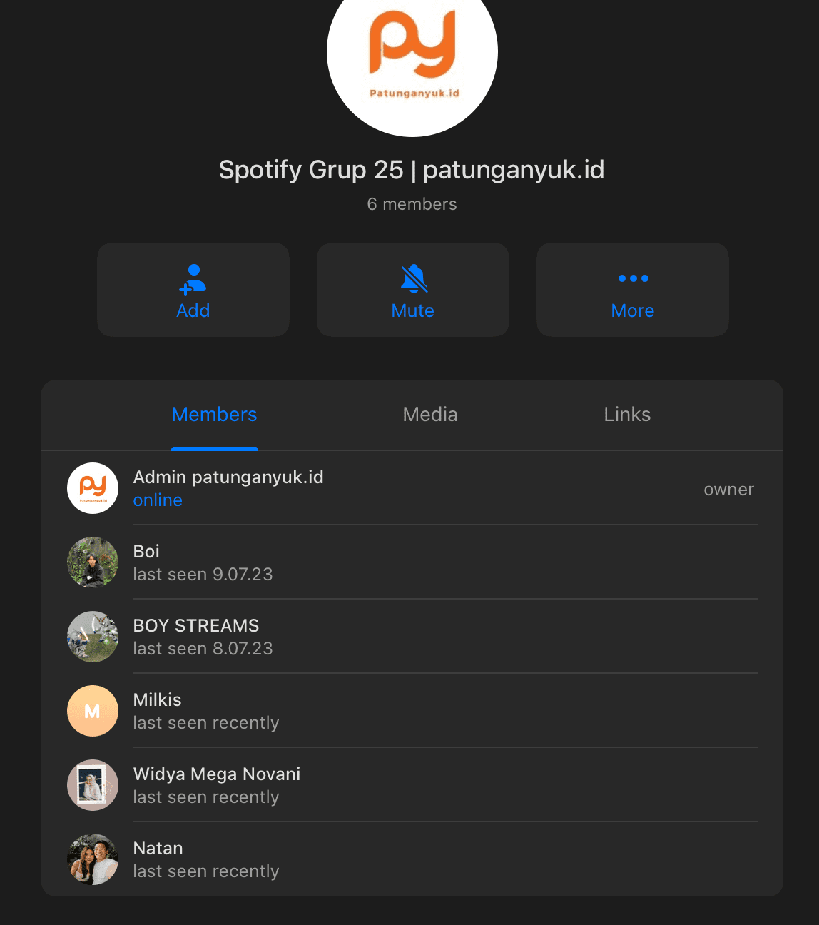 Screenshot grup patungan - Testimoni member aktif