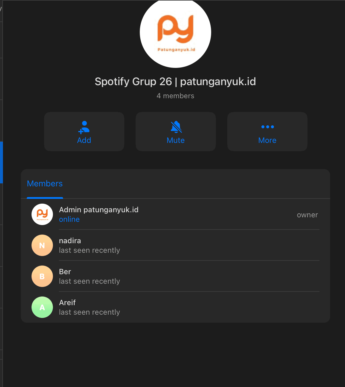 Screenshot grup patungan - Testimoni member aktif