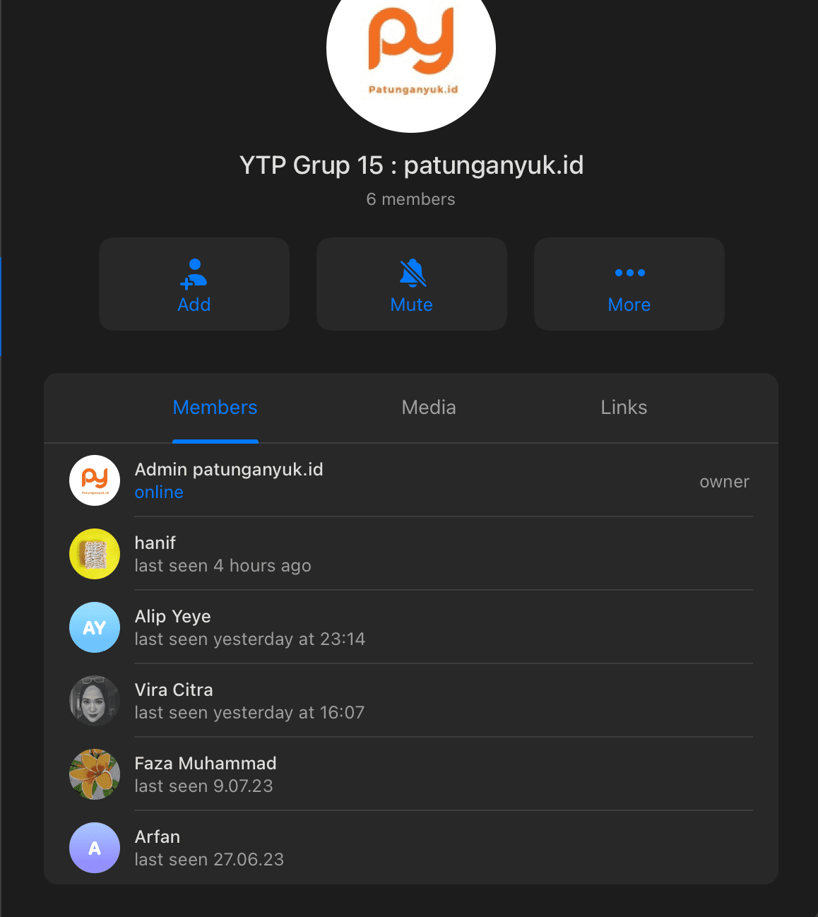 Screenshot grup patungan - Testimoni member aktif