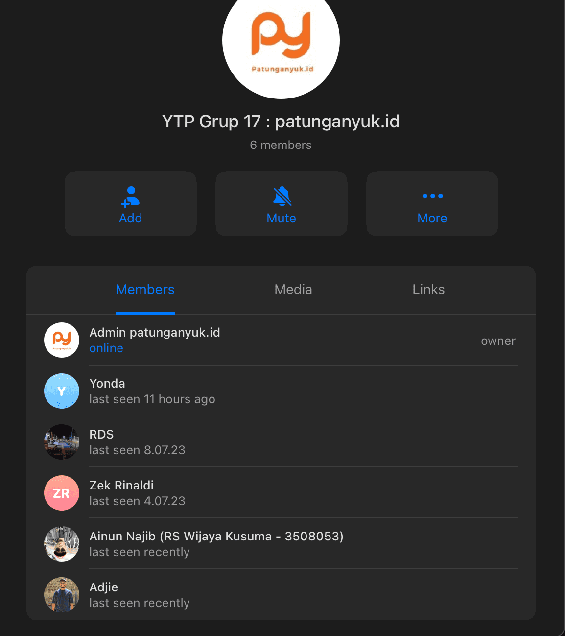 Screenshot grup patungan - Testimoni member aktif