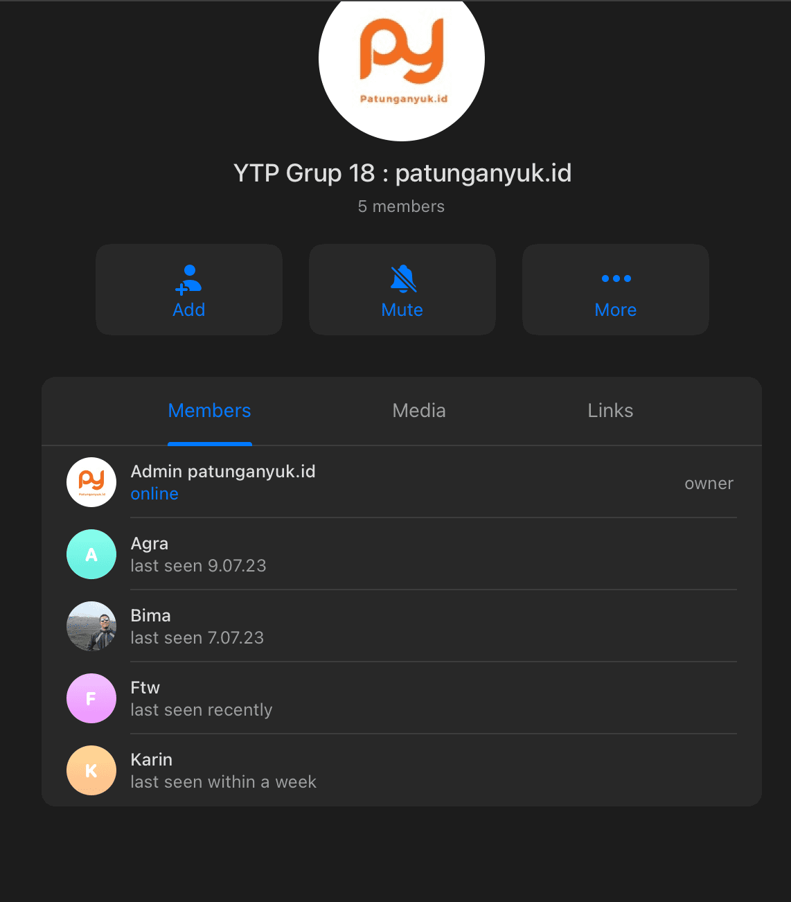 Screenshot grup patungan - Testimoni member aktif