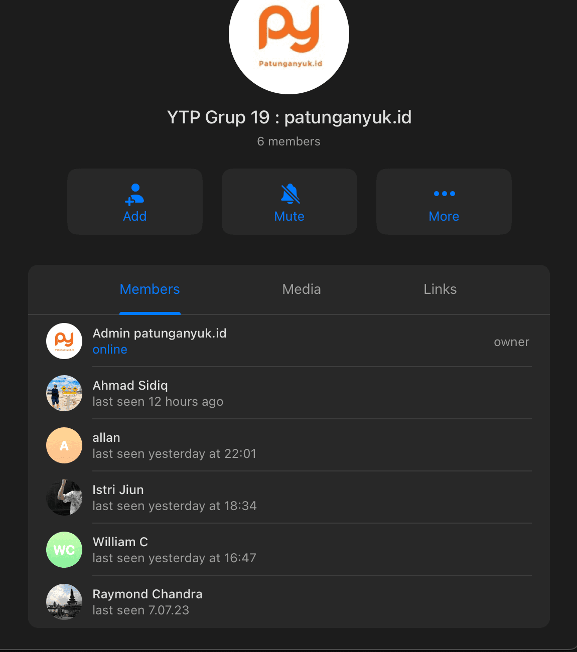 Screenshot grup patungan - Testimoni member aktif
