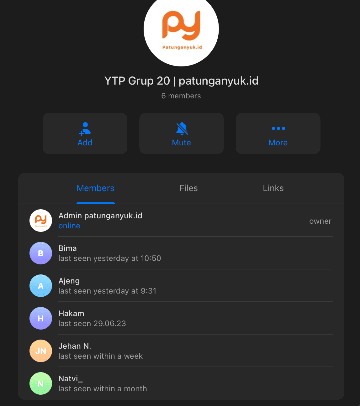 Screenshot grup patungan - Testimoni member aktif