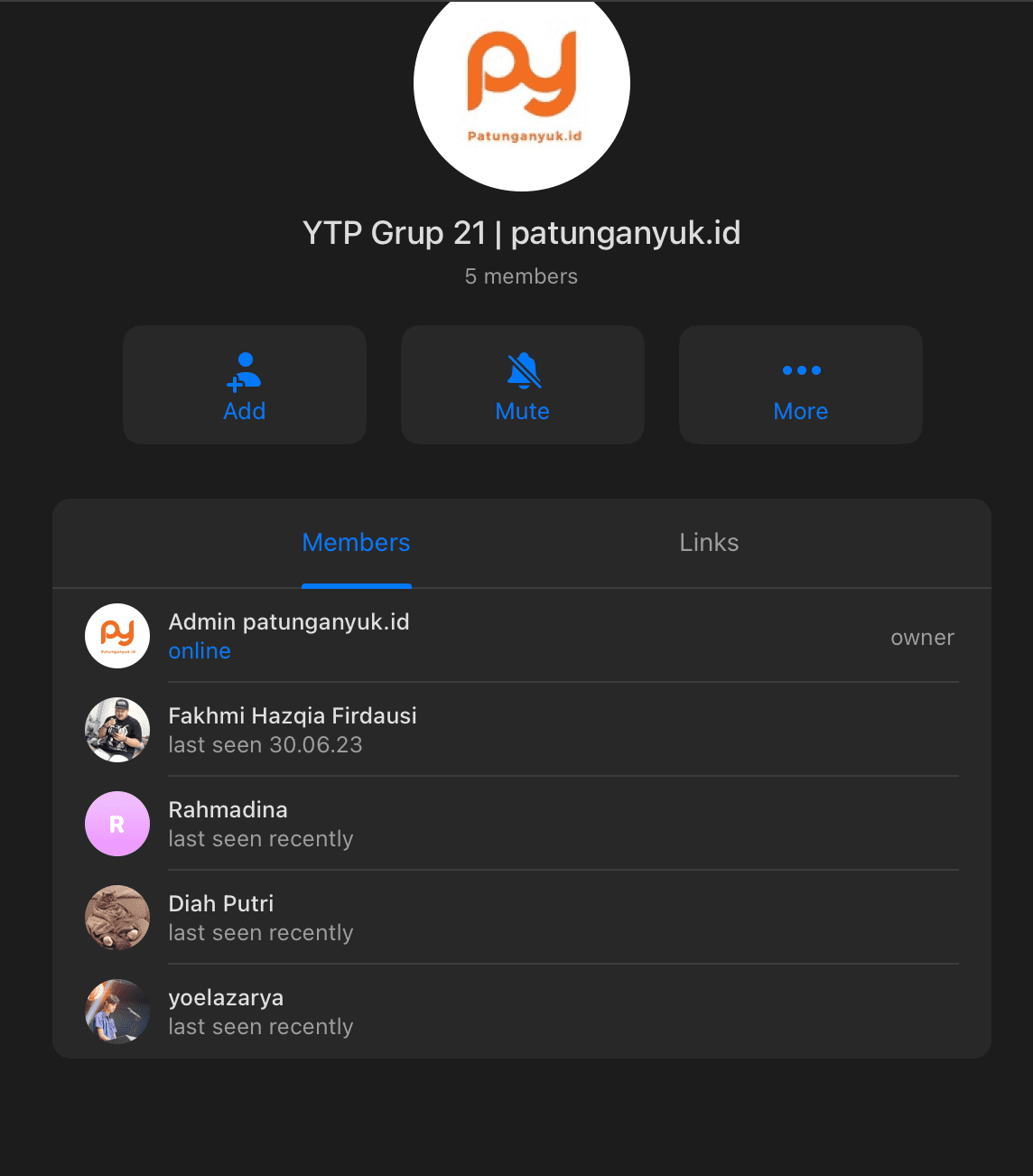 Screenshot grup patungan - Testimoni member aktif