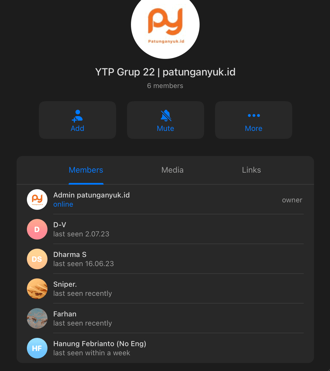 Screenshot grup patungan - Testimoni member aktif
