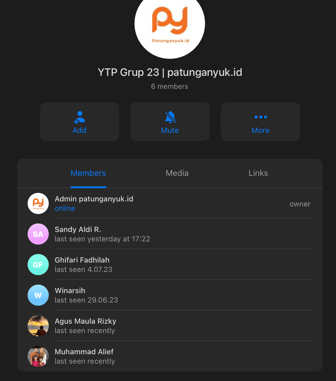 Screenshot grup patungan - Testimoni member aktif