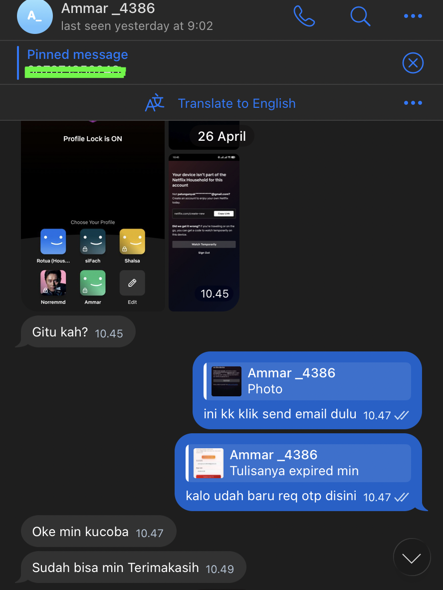 Bukti feedback positif member Patunganyuk.id berhasil atasi verifikasi Netflix